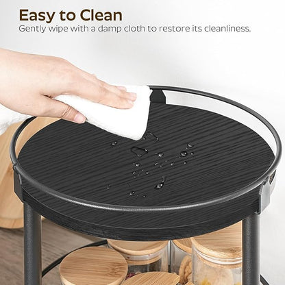 YATINEY Spice Rack, Set of 2 Lazy Susan Organizer, 3 Tier Turntable Organizer For Cabinet, Compact and Versatile, for Kitchen Countertop, Black SR23L2BB