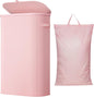 Lifewit Slim Laundry Basket with Lid, Narrow Large Laundry Hamper with Plastic Handles and Removable Bag, Tall Foldable Dirty Clothes Hampers for Laundry Room, Bedroom, Bathroom, Dorm, 65L Pink