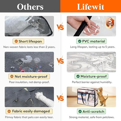 Lifewit 16 Pack Clear Clothes Storage Bags, 40L Plastic Blanket Storage Bag, Vinyl Foldable Moving Bags with Zipper, Closet Organizers and Storage Containers for Bedding, Duvet, Comforter