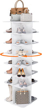 Runboll 7-Tier Rotating Shoe Rack Tower Spinning Shoe Display Lazy Susan Tower, Free Standing 360 Revolving Shoe Storage Organizer for Living Room Entryway Doorway