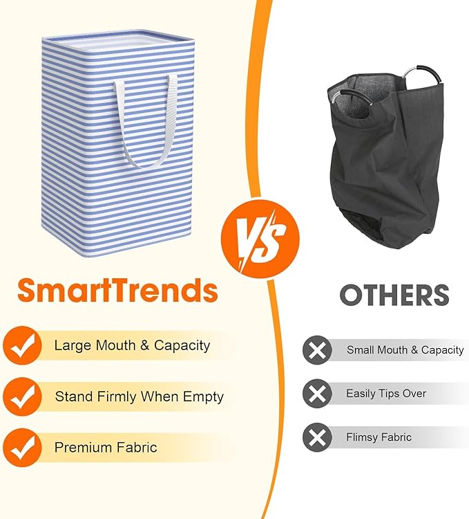 3 Pack Large Laundry Basket,Waterproof & Freestanding Laundry Hamper,Collapsible Clothes Hampers with Easy Carry Long & Reinforced Handles in Bathroom,College Dorm(88Lx3,Blue)