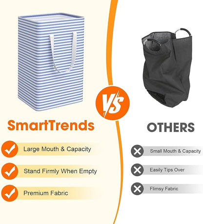 3 Pack Large Laundry Basket,Waterproof & Freestanding Laundry Hamper,Collapsible Clothes Hampers with Easy Carry Long & Reinforced Handles in Bathroom,College Dorm(88Lx3,Blue)