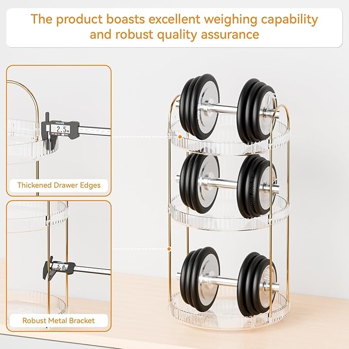 360° Rotating Makeup Organizer, Large Capacity 3 Tier Perfume Skincare Clear Bathroom Organizers, Multi-Function Spinning Cosmetic Storage for Bedroom, Dresser, Countertop