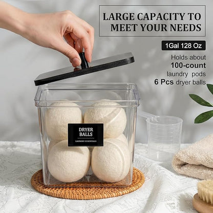 Hudgan 4 Pack Laundry Detergent Container Large Laundry Pods jars with lids and Scoop for Laundry Room Organization