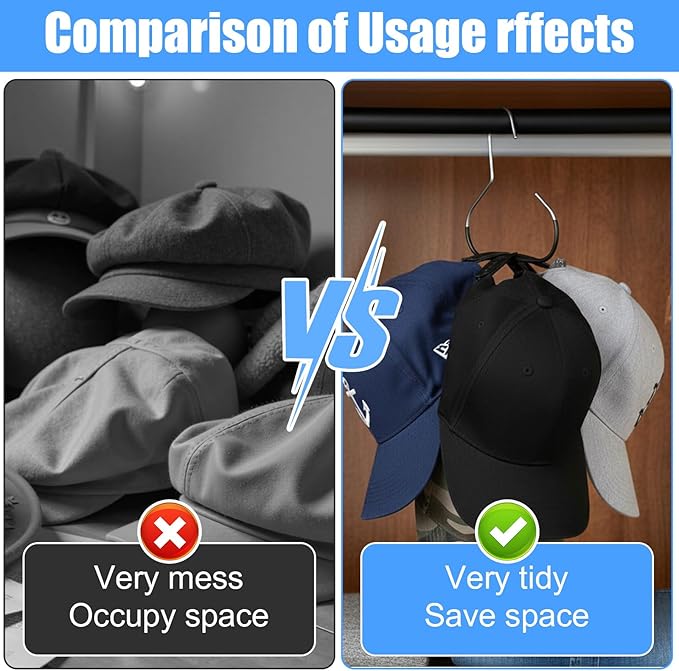 Ouligay 4PCS Hat Organizer for Baseball Caps Hat Hangers for Closet Stainless Steel Ball Cap Storage Organizer Rack Storage for Scarf Clothing Belt Tie Purse Holder