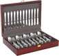 Solid Mahogany Silverware Storage Box,Silverware Chest Case with Lid and Felt Lined,Wood Flatware Storage Box for 12 sets of Utensils,Silverware Boxes for Flatware,Silverware Chest without Silverware