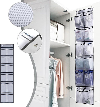 Generic Over The Door Shoe Organizers, 2024 New 12 Large Pockets Hanging Shoe Organizer, Shoe Rack for Closet Entryway Bedroom Bathroom Pantry Shoe Holder, 2 Metal Hook, Grey