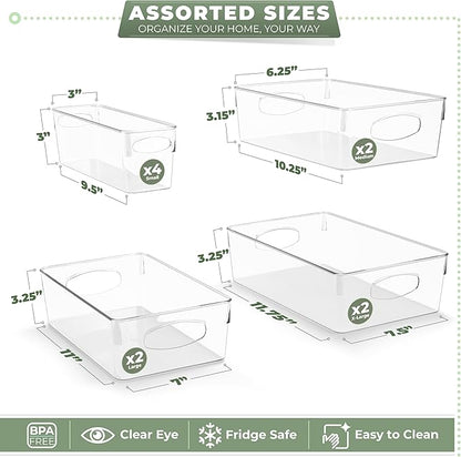 Sorbus Clear Plastic Organizing Bins 10-Pack, Clear Bins, Refrigerator & Pantry Organizer