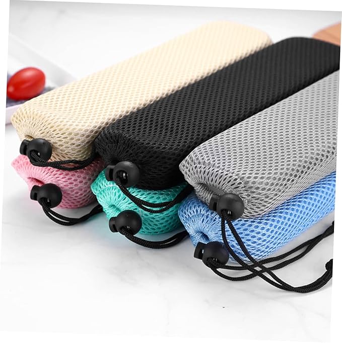 6pcs Portable Travel Utensil Bag Mesh Drawstring Case for Flatware Tableware Outdoor Camping Picnics Bbqs Everyday Use