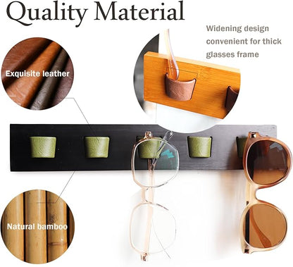 ACOCOFE Sunglass Organizer Glasses Holder,Wood Eyeglass Storage Holder,Sunglasses Rack Eyewear Display((Black-green)