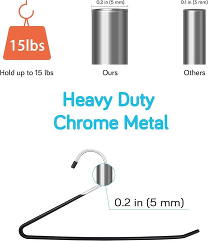 IPOW 24 Pack Heavy Duty Metal Pants Hangers, Jean Hangers for Closet, Open Ended Clothes Hanger for Pant Slack Trouser Scarf, Space Saving, Non Slip