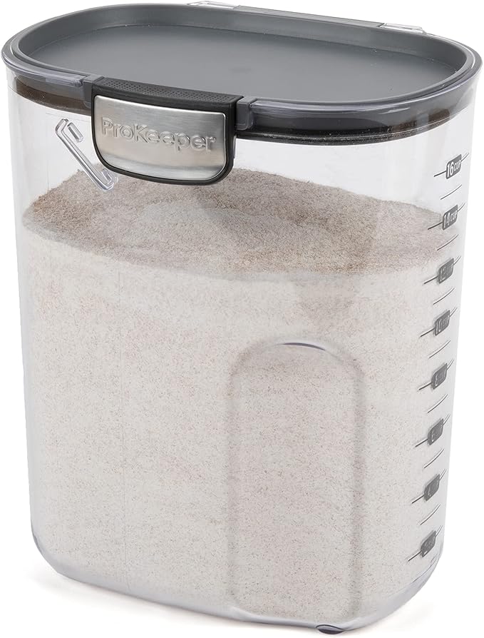 ProKeeper+ by Progressive International Clear Plastic Airtight Food Baker's Kitchen Storage Organization Container Canister Set with Magnetic Accessories (Flour 4-Quart)