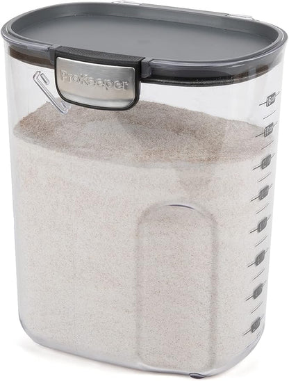 ProKeeper+ by Progressive International Clear Plastic Airtight Food Baker's Kitchen Storage Organization Container Canister Set with Magnetic Accessories (Flour 4-Quart)
