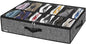 Onlyeasy Under Bed Shoe Storage Organizer with Sturdy Handles and Clear Window 1 Pack Fits 12 Pairs, Premium Foldable Underbed Shoes Container Box for Closet, Linen-like Black, MXAUBSB1P