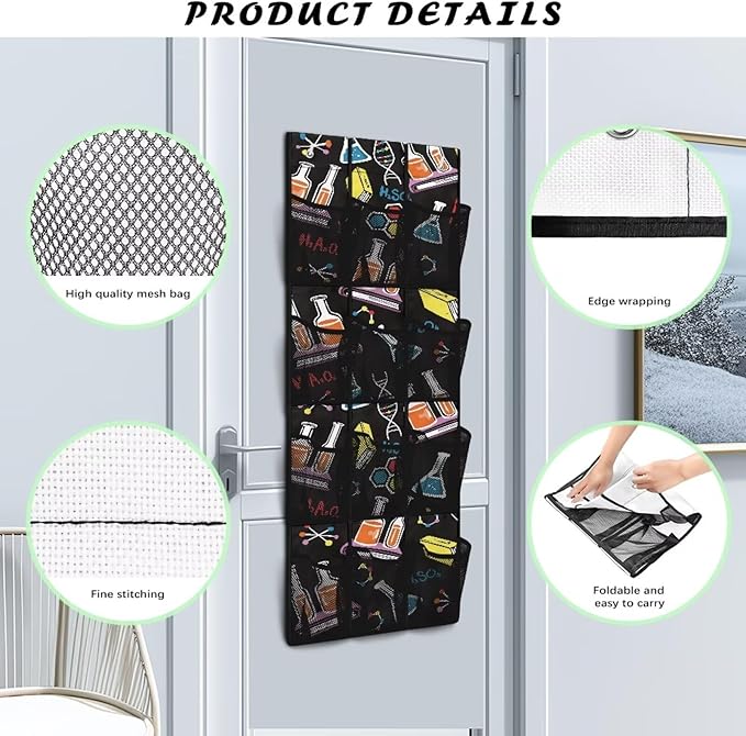 Generic Chemistry Subject Over The Door Shoe Organizer Large Pockets Storage Door Organizer Multi-Layer Pocket Structure to Meet The Storage Needs of Different Items for Children Kids Students