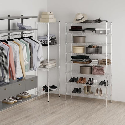 14" Deep x 42" Wide x 74" Height Wire Shelving Kit | 8-Tier | NSF Commercial Storage Rack Unit