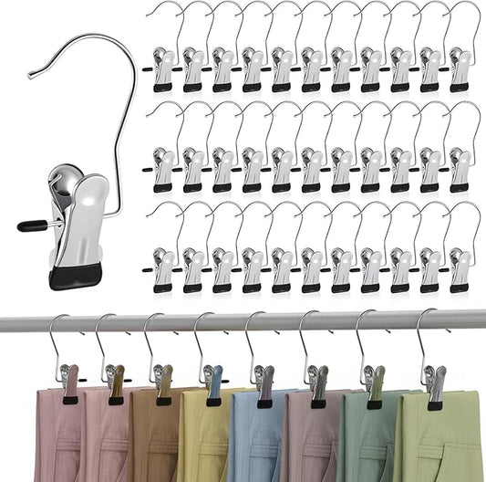 200 Pcs Laundry Hooks Hanging Clips Clothes Pins Closet Hanger Organizer Clamps Socks Towel Clips Heavy Duty Clothespins Bulk Hanger Clip for Closet Travel Pants Socks Handbags