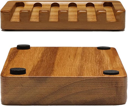 SAMEBUTECO Set of 2 Teak Wood Soap Dishes with Sloped Drain | Bar Soap Holder for Shower, Bathroom Sink, Kitchen | Natural Wooden Soap Saver Tray with Quick-Dry Grooves