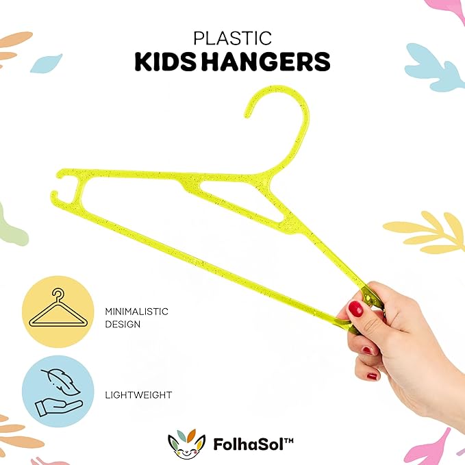 Kids Plastic Hangers (20 Pack, Yellow), 11.4 Inch Colored Translucent Hangers for Baby/Toddler Clothing (Girls and Boys Aged 2 to 6)