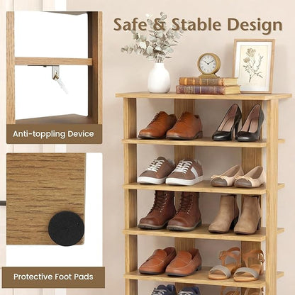 Tangkula 8-Tier Vertical Shoe Rack, Space-Saving Corner Shoe Organizer for 14 Pairs, Narrow Shoe Storage for Entryway, Front Door, or Closet