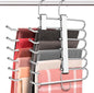 HUITEM Space Saving 6 Tier Pant Hangers, Anti-Slip, Lightweight, Stainless Steel, 2 Pack, White
