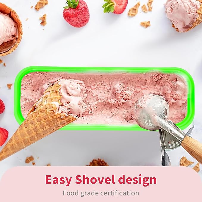 Ice Cream Containers Set of 2, 1.5 Quart Ice Cream Tub, Reusable Homemade Ice Cream Tubs with Stackable Freezer Storage Container for Yogurt, Sorbet, Gelato (Cyan+Orange=2Pack)