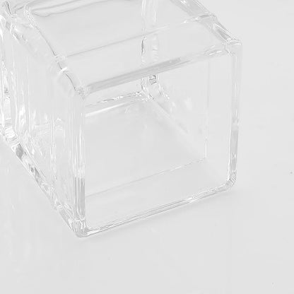 Glass Cotton Jar Holder 2 Pack– Matte Black Lid, Elegant Bathroom Storage Canister for Qtips, Cotton Balls, Floss, Makeup Organizer, Vanity & Bathroom Organization