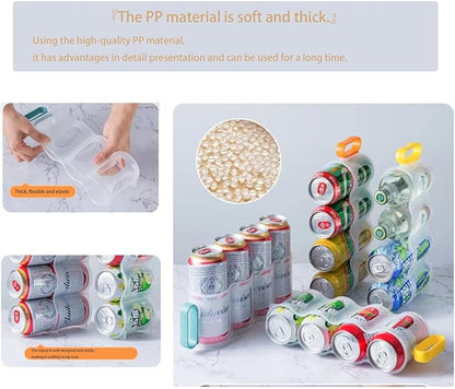 Soda Can Organizer，Can Storage Box with Handle Transparent Reusable for Fridge Pantry Freezer Kitchen(Orange)