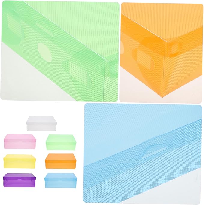 Happyyami 7pcs Shoe Storage Box Set Stackable Organizer for High Heels Sneakers Boots Space-saving Design for Closet Entryway Multi Options Yellow
