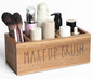LBEMEY Acacia Wood Makeup Brush Organizer for Vanity,Cosmetic Skincare Organizers, Makeup Organizer with 3 Slots,Organizer Countertop for Cosmetics,Skincare, Brushes, Mascara,Lipstick,Pencils, Brown