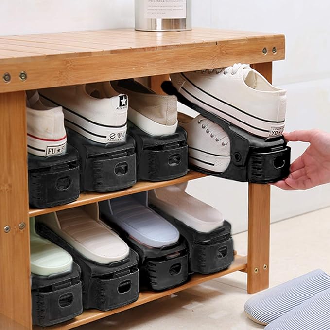 Neprock Shoe Rack Shoe Organizer Space-Saving Storage Shoe Organizer for Closet,Shoe Stacker Shoe Slots Space Saver Double Stack Shoe Holder Homeries