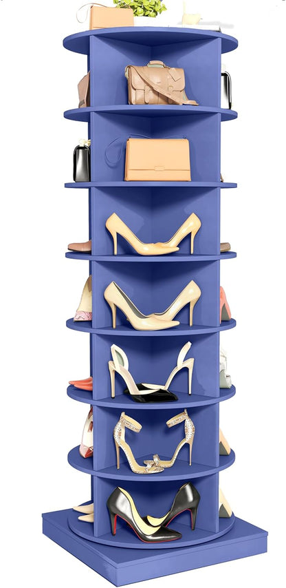 HomVent Rotating Shoe Rack, 7-Tier Spinning Shoe Rack Tower, Free Standing 360° Revolving Shoe Organizer Shoe Storage Shelf Hold Over 28 Pairs Shoes for Entryway Living Room