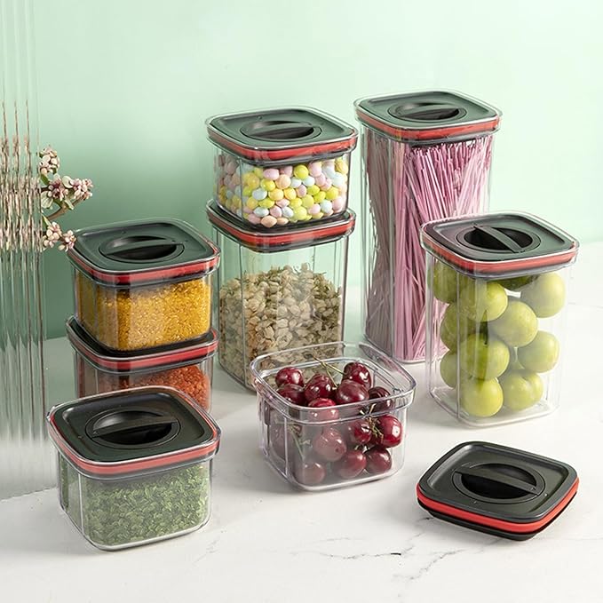 Cereal Storage Box,Large Capacity Airtight Food Storage Containers,Plastic Cereal Storage Containers for Kitchen Organizer Black2000ml