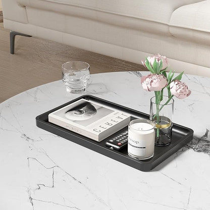 Weenson Black Bathroom Vanity Tray for Countertop Decor Perfume Makeup Toiletries Toilet Tank, Large Bamboo Kitchen Tray for Spice Salt, Serving Tray for Food Coffee, Nightstand Candle 14.2”x8.3”