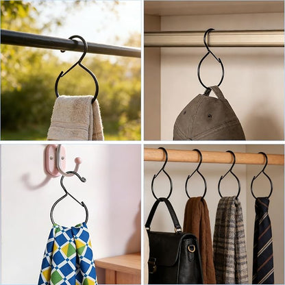 4pcs Belt Hanger, Stainless Steel Belt Organizer Waterproof Tie Hanger Closet Storage Accessory for Scarves Bags Hats Holds Multiple Items (Black)