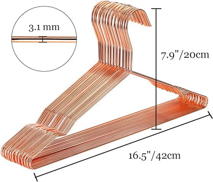 Tosnail 30 Pack 16.5" Stainless Steel Strong Wire Metal Hangers, Heavy Duty Clothes Hangers, Space Saving Closet Organizer - Rose Gold