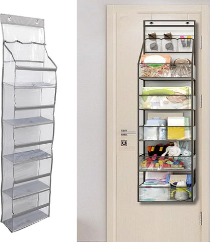 Multifuntional Over The Door Organizer 5 Layers 3 Large Capacity Pockets Anti Tilt Hanging Closet Door Organizer for Pantry Nursery Bathroom