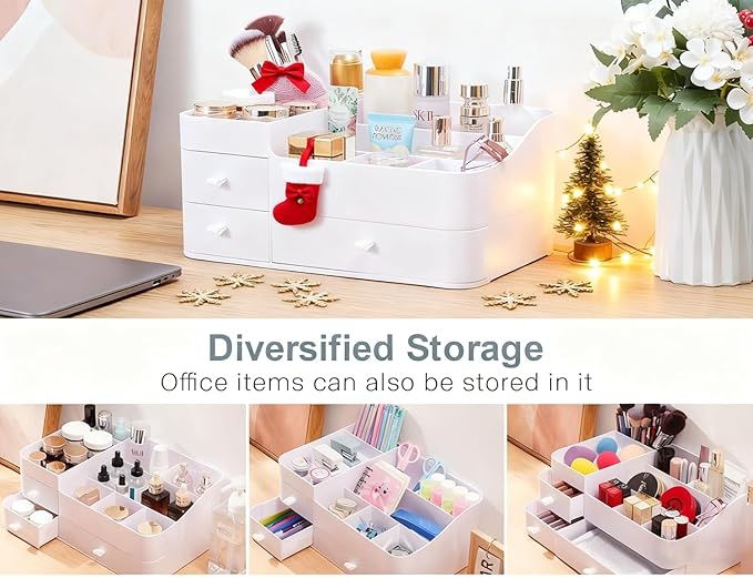 Makeup Organizer Tween Girls Gifts,Large Capacity Bathroom Organizer and Storage with Drawers Trendy Stuff ,Vanity,Bathroom Countertop,Bedroom Storage for Skincare,Cosmetics,Perfume,Brushes,Eyeshadow