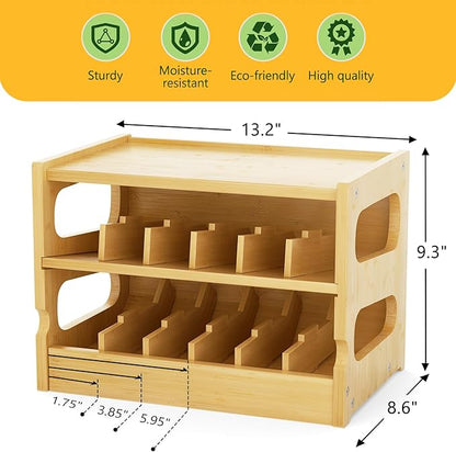 Bamboo Cat Food Can Organizer, Holds 36 (3oz) Cans, Cat Wet Food Storage Rack, Rolling Cat Food Can Dispenser for Pantry