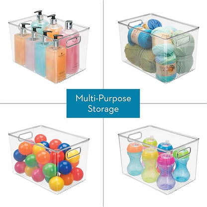 iDesign Linus BPA-Free Plastic Deep Kitchen Storage Bin with Handles - 12" x 8" x 7.75", Clear