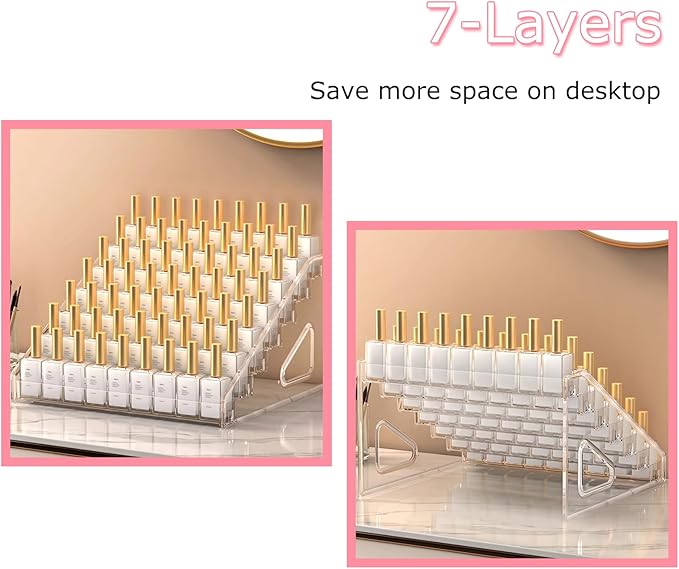 7-Tier Nail Polish Organizer Rack, 2 Pack Storage Holder Stand for Sunglass Organizer, Greeting Card, Postcard Storage Shelf
