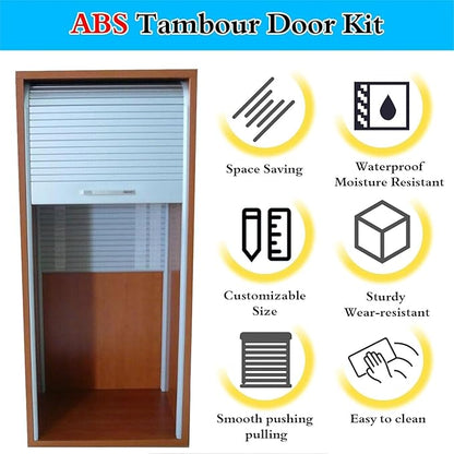 Retractable Tambour Door Storage Bins - Flexible PVC Sliding Door Kits for Cabinets, Easy Install, 60x80cm, Decorative Appliance Organizer