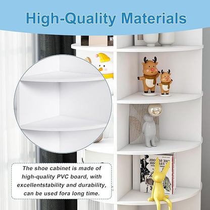 8-Tier Rotating Shoe Rack Tower, Spinning Shoe Tower Display Lazy Susan, Revolving 360° Shoe Rack Storage Round Carousel, Vertical Handbag Rotate Shoes Closet Organization
