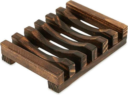 Anwenk Wooden Soap Dish Soap Saver Holder Tray for Bathroom Shower Rectangular Kitchen Drainer Hand Craft for Soap,Sponges and More (1Pack)