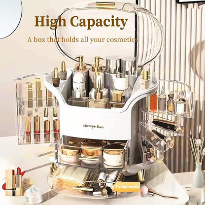 Makeup Organizer & Skincare Organizers, Cosmetic Organizer Box for Countertop with Lid & Drawers, Make Up Storage Organizer with Waterproof & Dustproof Cover, Birthday Gifts for Vanity Women Girls