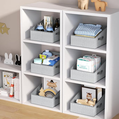DIMJ Trapezoid Storage Bins, Closet Storage Bins with Handle, Foldable Closet Organizers and Storage Baskets for Toys, Books, Clothes, 8 Packs