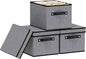 Storage Boxes, 10.2×7.8×6.7 Inch Closet Organizers for Shelves Bedroom Office with Handles, Storage Bins with Lids, Gray, 3-Pack