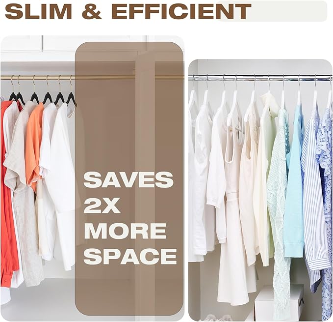 50 Pack Black Velvet Hangers,Coat Hanger Non Slip,Heavy-Duty,Space Saving,Slim Clothes Hangers for Pants,Outfit,Suits,Skirts,Coats,Dresses ect.Felt Hanger with Gold 360°Swivel Hook
