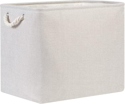 Bidtakay Fabric Beige Baskets Extra Large Organization Baskets for Clothes Set of 2 Collapsible Storage Bins for Shelves Cabinet 17x12x15 In Organizing Bins for Bedroom Blankets Pillow Towels Storage