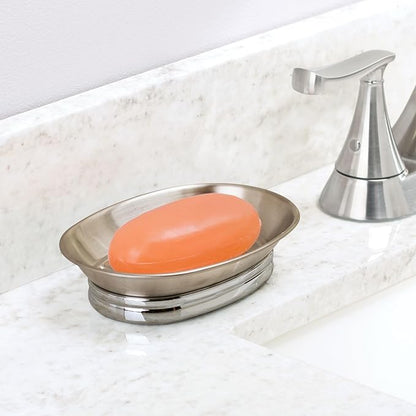 iDesign Soap Dish for Bathroom Sink - Soap Dish Holder for Bar Soap - Set of 2 - Split Finish
